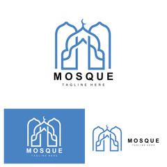 Mosque Logo, Islamic Worship Design, Eid Al Fitr Mosque Building Vector Icon Template, Ramadan, Eid Al Adha