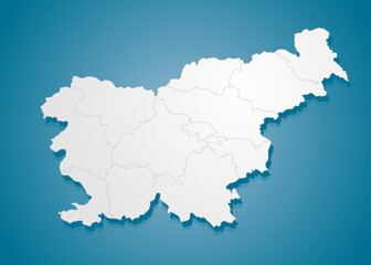 Creative map country Slovenia divided on regions