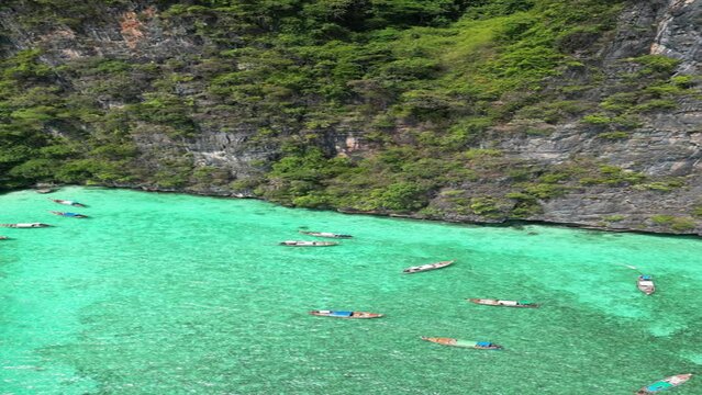 Beautiful Drone Footage in Koh Phi Phi Thailand, where the famous movie "The Beach" was filmed with Leonardo DiCaprio.