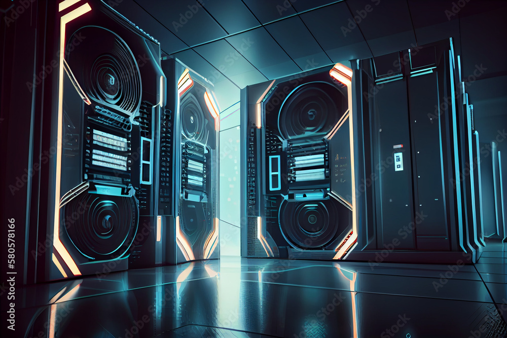 Leinwandbilder an artistic rendering of a data center with a futuristic and sleek design, indicating the role of te