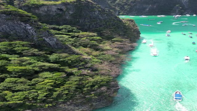 Beautiful Drone Footage in Koh Phi Phi Thailand, where the famous movie "The Beach" was filmed with Leonardo DiCaprio.