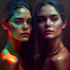 Obraz premium Woman artistic paint - AI generated image - Unrelated to real people
