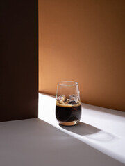 Cold summer refreshing espresso tonic with ice.
