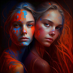 Obraz premium Woman artistic paint - AI generated image - Unrelated to real people