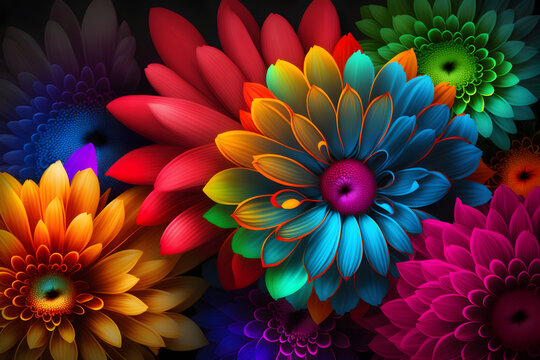 Celebrate the vibrant festival of Holi with joy and happiness! colored flowers. Generative Ai