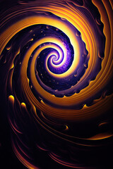 Surreal colorful spinning dark background. Wallpaper with abstract wavy shapes. Texture with curvy organics psychedelic shapes. Generative ai