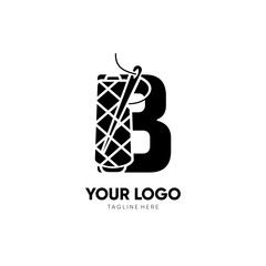 Letter Initial B Sewing Thread Needle Logo Design Vector Icon Graphic Emblem Illustration