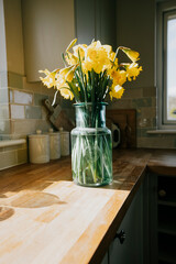bouquet of flowers, daffodils in vase  