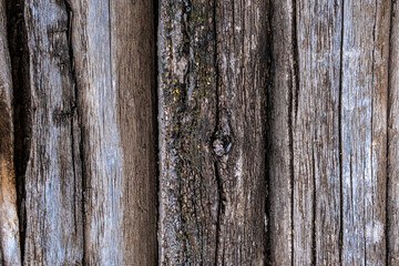 Wooden antique background Wooden texture background. Facade of a wooden house