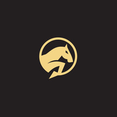 horse Logo is created with lines forming a stylized horse in gold color.