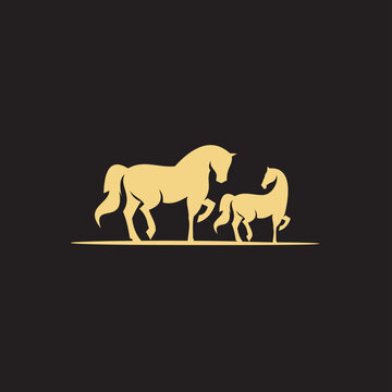 horse Logo is created with lines forming a stylized horse in gold color.
