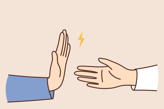 Person hand avoid handshake 