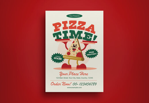 Beige Pizza Restaurant Flyer Layout