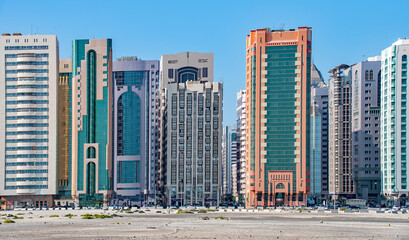 Obraz na płótnie Canvas Skyscrapers in Abu Dhabi, United Arab Emirates.