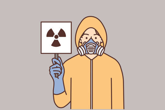 Man in uniform show sign of radiation 