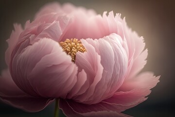 Close up macro photography of a pink peony flower. Generative AI