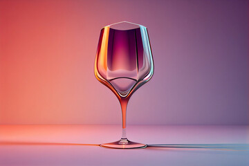 A minimalist design of a wine glass, with simple lines and shapes forming the outline of the glass and a vibrant gradient filling the interior.  Generative AI technology.