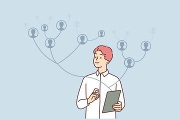 Smiling recruiter consider candidates for job