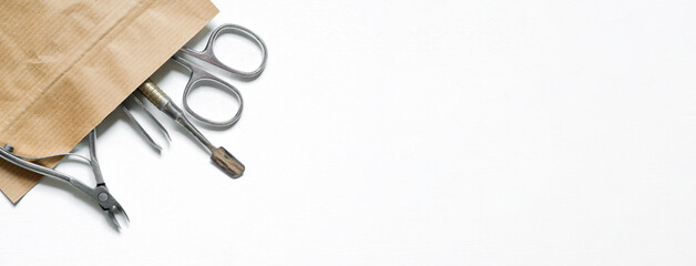 Pedicure, podologist. Patient on medical pedicure procedure, nail disease, cholesis detachment of...