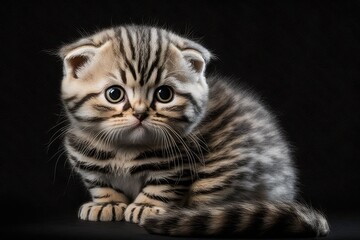 Obraz premium Scottish fold kitten with stripes. Generative AI