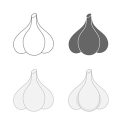 Garlic icon set. Flat vector illustration.