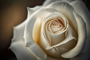Close up macro photography of a white rose flower. Generative AI