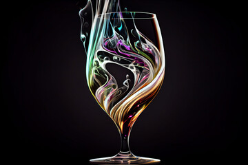 Fototapeta na wymiar A swirling mix of colors in the shape of a wine glass, with shades of deep reds and purples blending together to create a mesmerizing pattern.