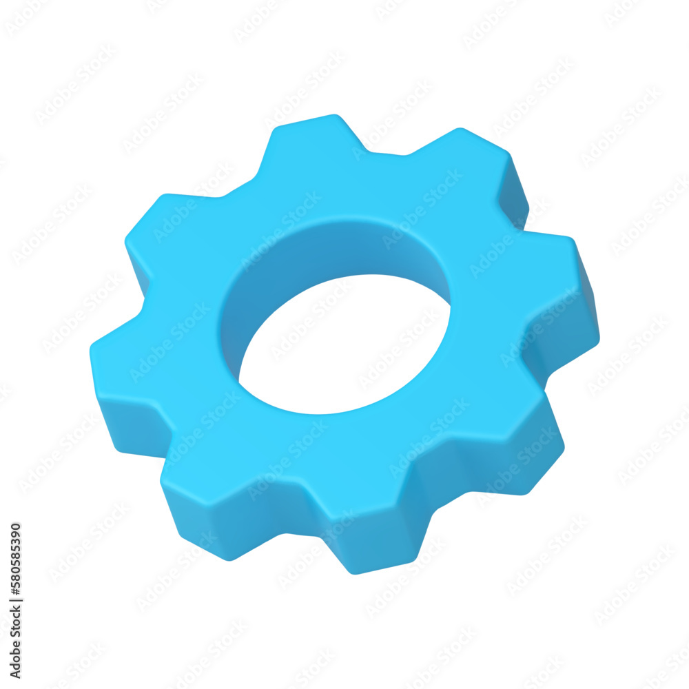 Poster gear cog wheel mechanism setting progress repair optimizing workflow 3d icon realistic vector