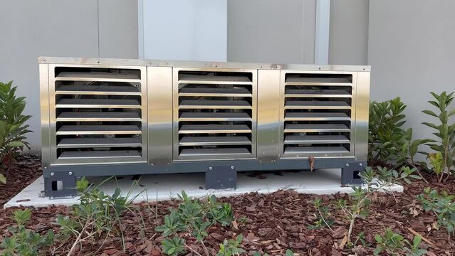 Air compressor or condenser unit. That is part of mini split system or ductless system type. For removing heat and moisture from indoor or room. Also temperature and humidity control.