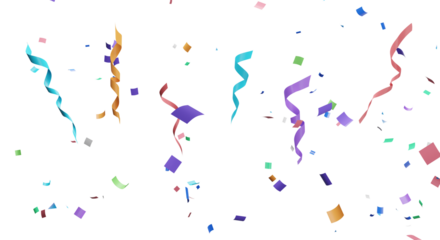 3d rendering of colorful confetti flying.