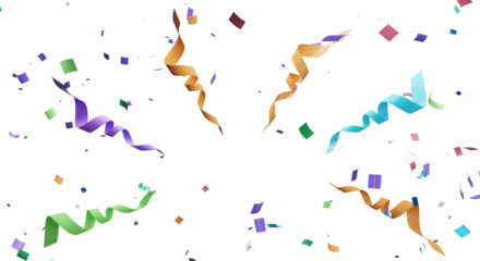 3d rendering of colorful confetti flying.