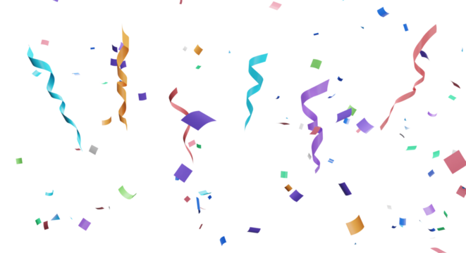 3d rendering of colorful confetti flying.