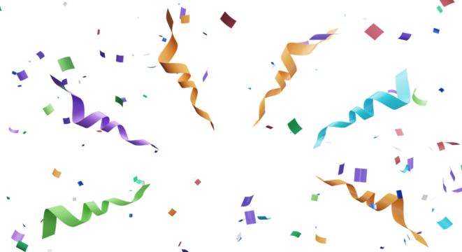 3d rendering of colorful confetti flying.