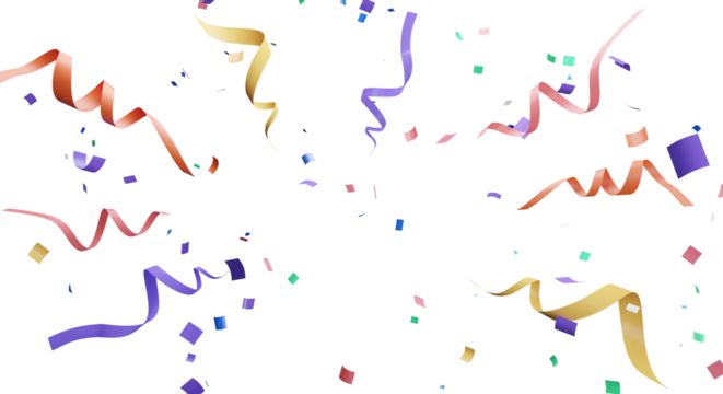 3d rendering of colorful confetti flying.