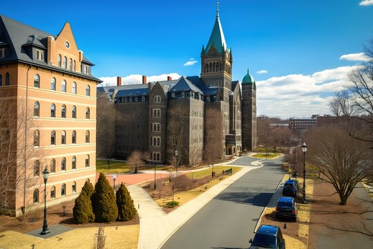 WASHINGTON, DC –26 MAR 2022- View of the campus of Trinity Washington University, the first Catholic liberal arts college for women founded in the United States, AI generated