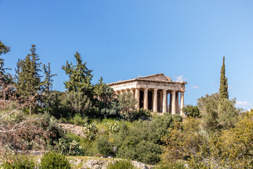 Fototapeta na wymiar The Temple of Hephaestus, a well-preserved Greek temple dedicated to Hephaestus 