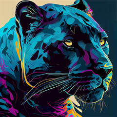 Pop art Panther. Created by AI tool.