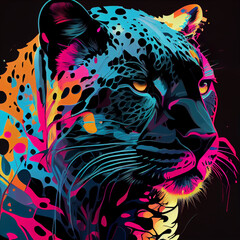 Pop art Panther. Created by AI tool.