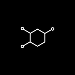 Dopamine molecule, line icon isolated on black background.