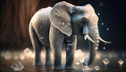 Fototapeta na wymiar beautiful crystal elephant, decorative statue. Created using artificial intelligence.