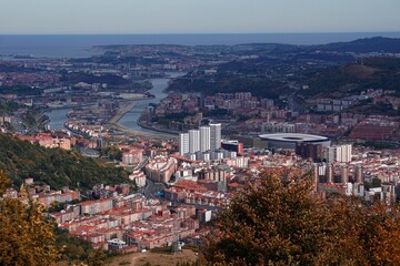 Fototapeta na wymiar cityscape and architecture in Bilbao city, Spain, travel destination