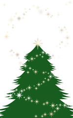 クリスマス☆縦型イラスト素材・大 ツリーとキラキラ星の丸フレーム 白背景 色違い・差分有