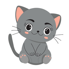 kitten cartoon, character on white background isolated, vector