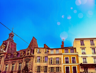 Fototapeta premium Street view of old village Fontainebleau in France