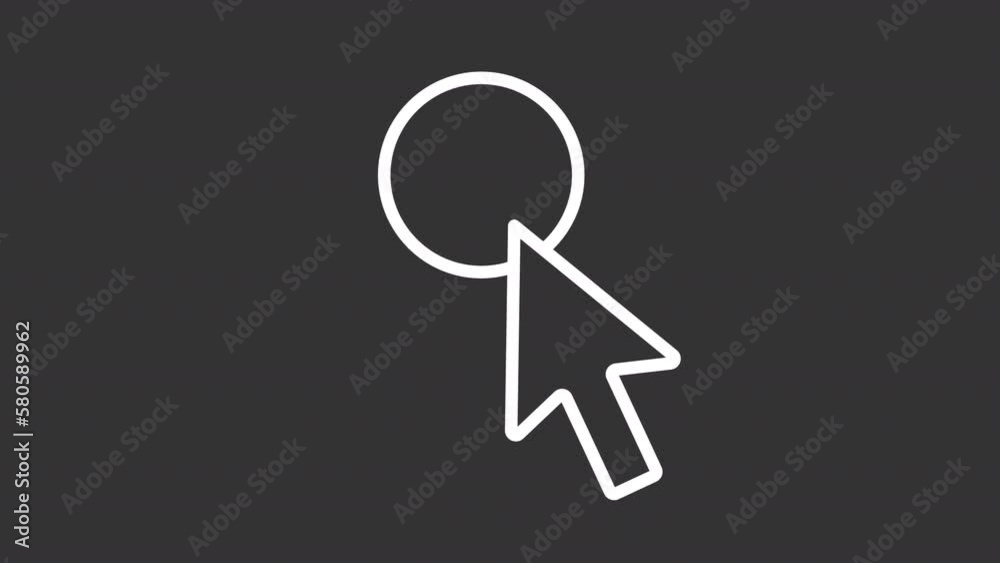 Poster animated ok button white line icon. click to approve. computer cursor. loop hd video with chroma key