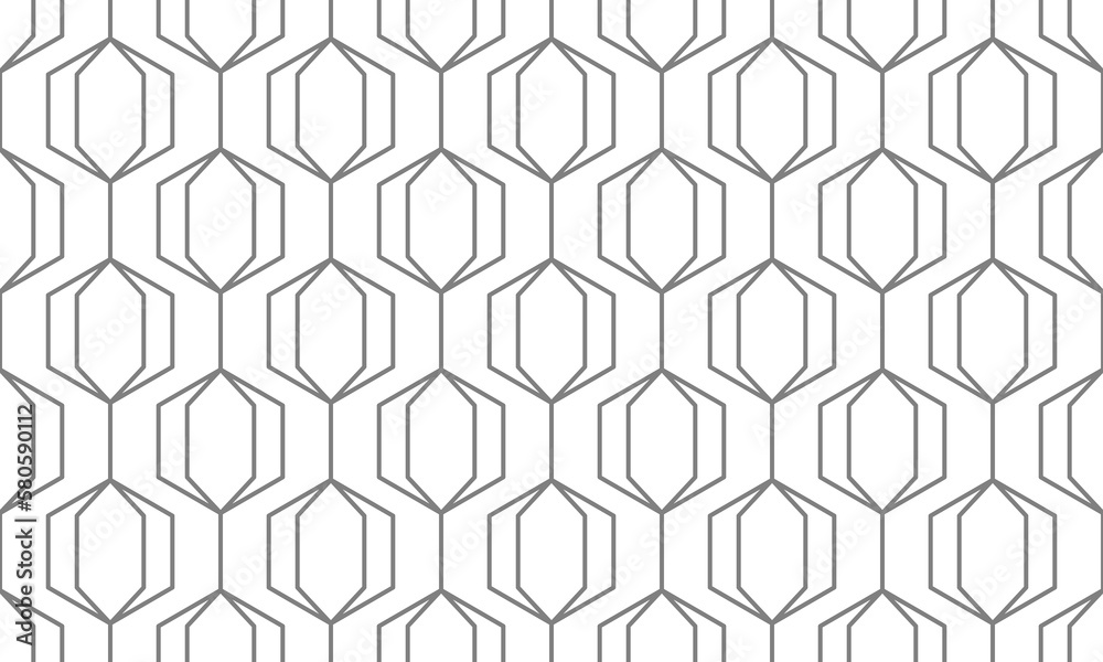 Wall mural grey hexagon seamless pattern on white background. vector abstract.