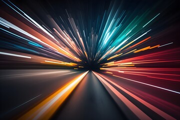 Long exposure of fast motion night car lights