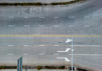 Top view of empty asphalt road