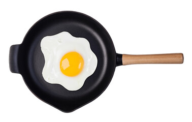 Fried eggs in a frying pan on transparent background. png file