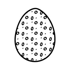 Hand drawn doodle icon of Easter egg with cute small decorations